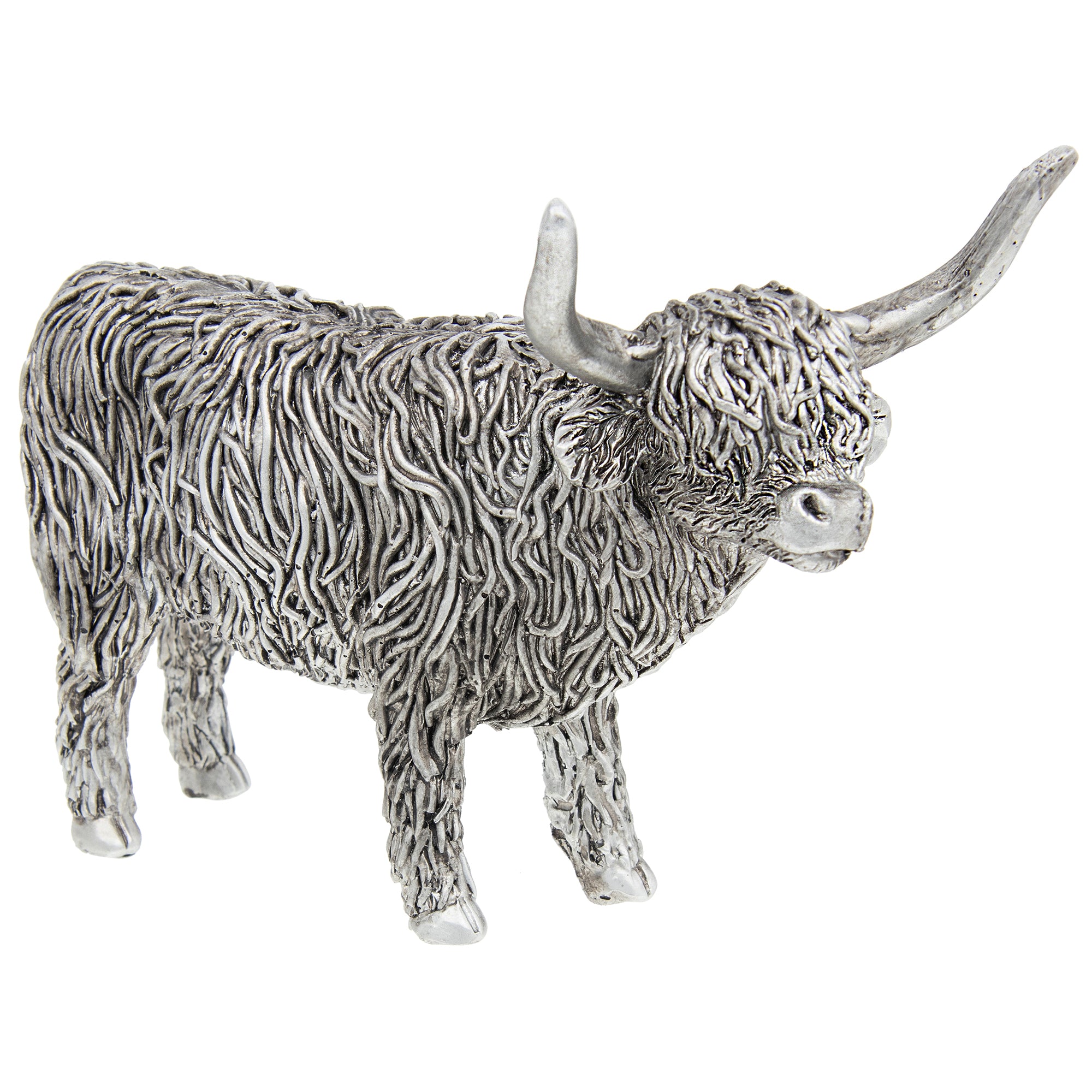 Silver Standing Highland Cow - Small Ornament