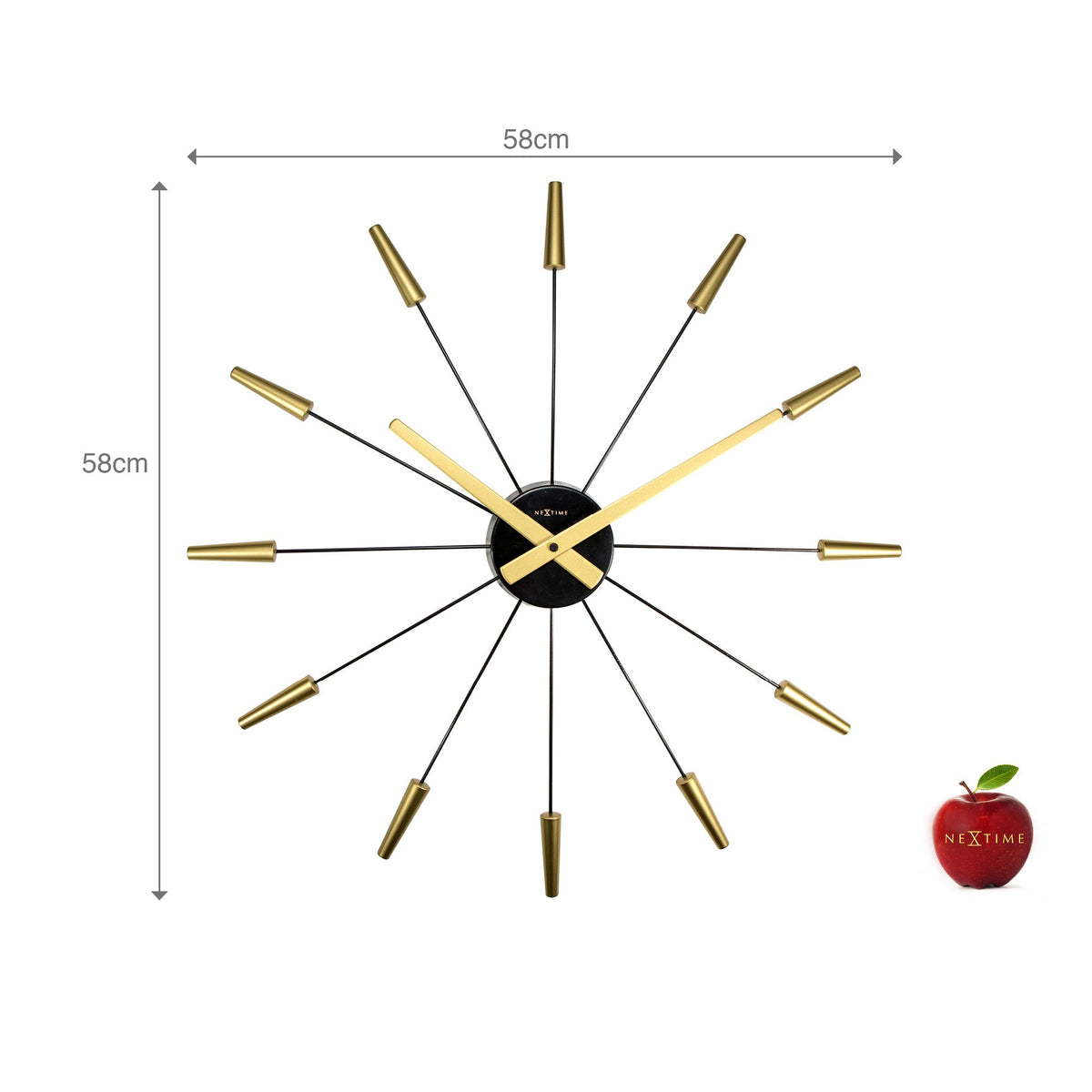 NeXtime - Wall clock – Ø 58 cm – Stainless Steel - Gold - &#39;Plug Inn&#39;