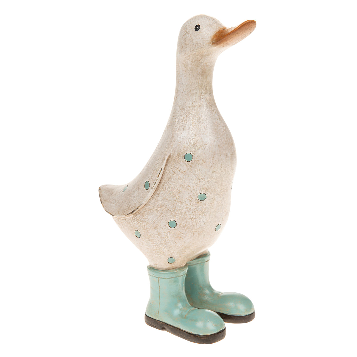 Aqua Polka Dot Duck Ornament - Medium