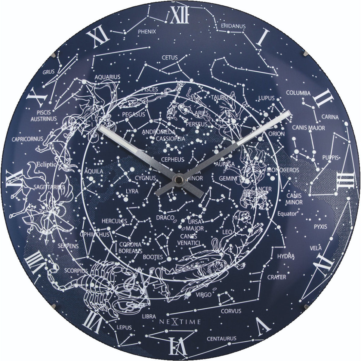 NeXtime - Wall clock – Ø 35 cm  - Dome Glass - Glow-in-the-dark- &#39;Milky Way dome&#39;
