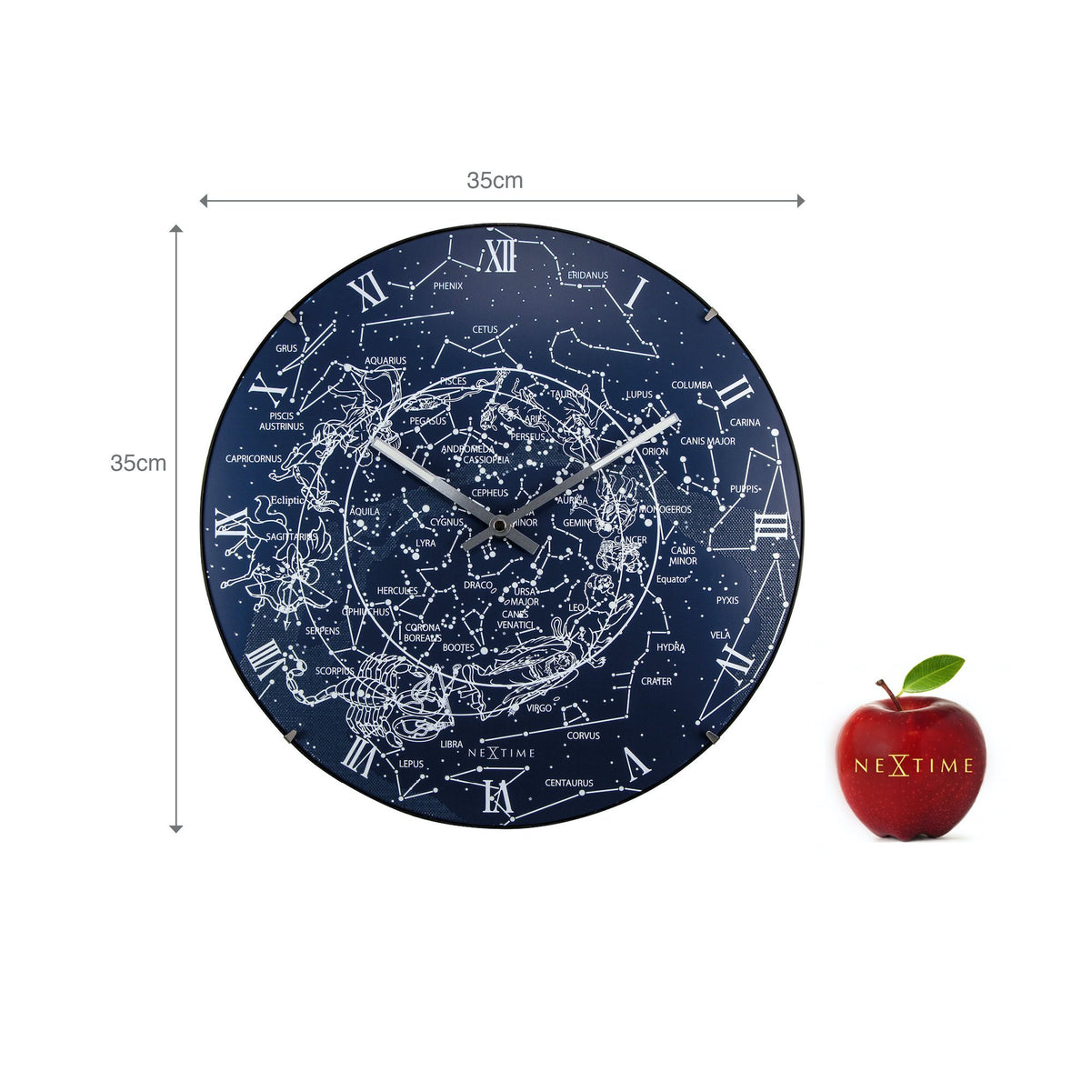 NeXtime - Wall clock – Ø 35 cm  - Dome Glass - Glow-in-the-dark- &#39;Milky Way dome&#39;