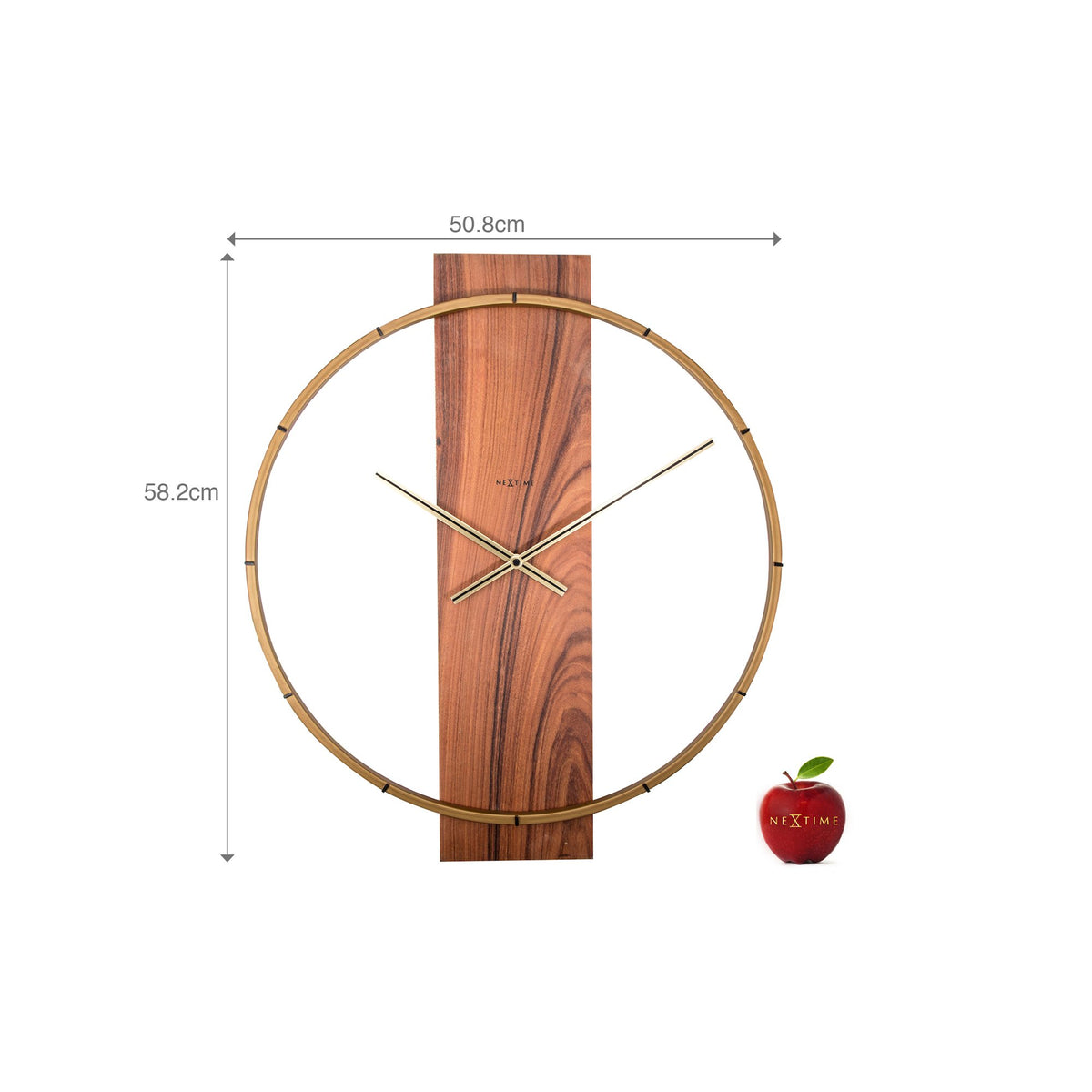 NeXtime - Wall clock – 50.8 x 58.2 x4.3 cm - Wood/Steel - Brown
