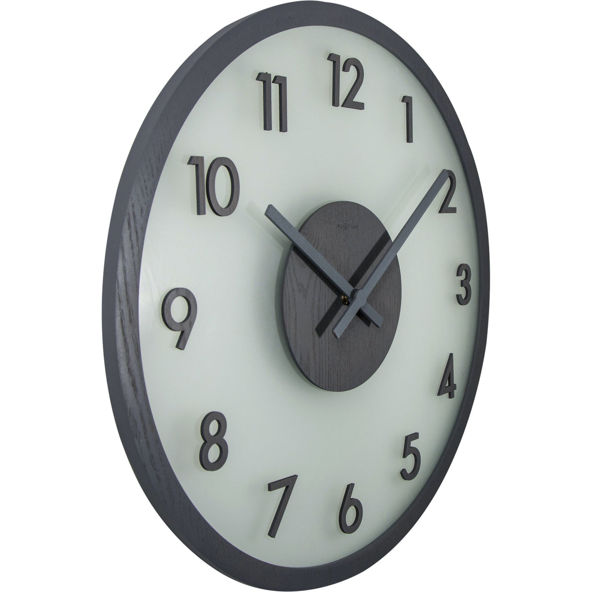 NeXtime - Wall clock - Ø 50 cm - Wood/Glass – Grey – &#39;Frosted Wood&#39;