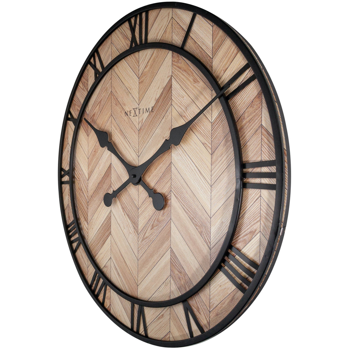 NeXtime- Wall clock - Ø 58cm -  Wood/Metal - Light Wood - &#39;Roman Vintage&#39;