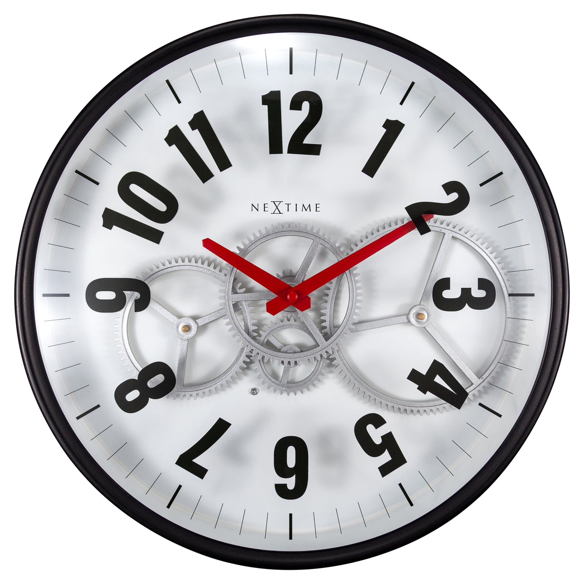 Gear Clock - White -  40 cm - Metal/Glass - Modern Gear Clock - NeXtime