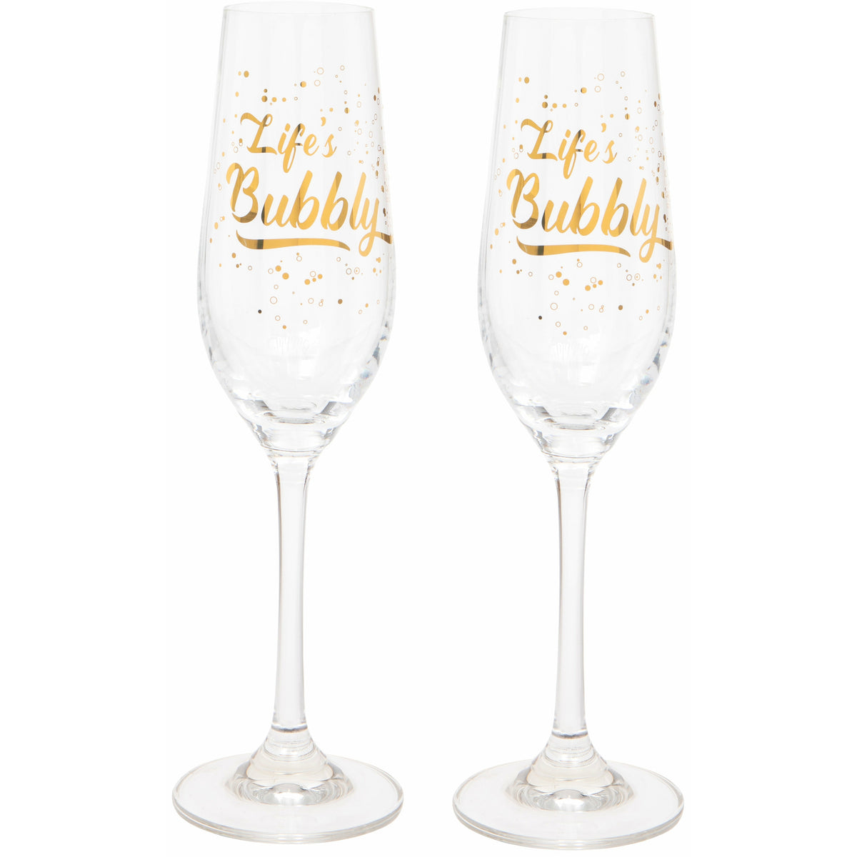 Set of Two &#39;Life&#39;s Bubbly&#39; Champagne Flutes