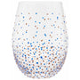 Hand Painted Blue Dot Stemless Tumbler Glass