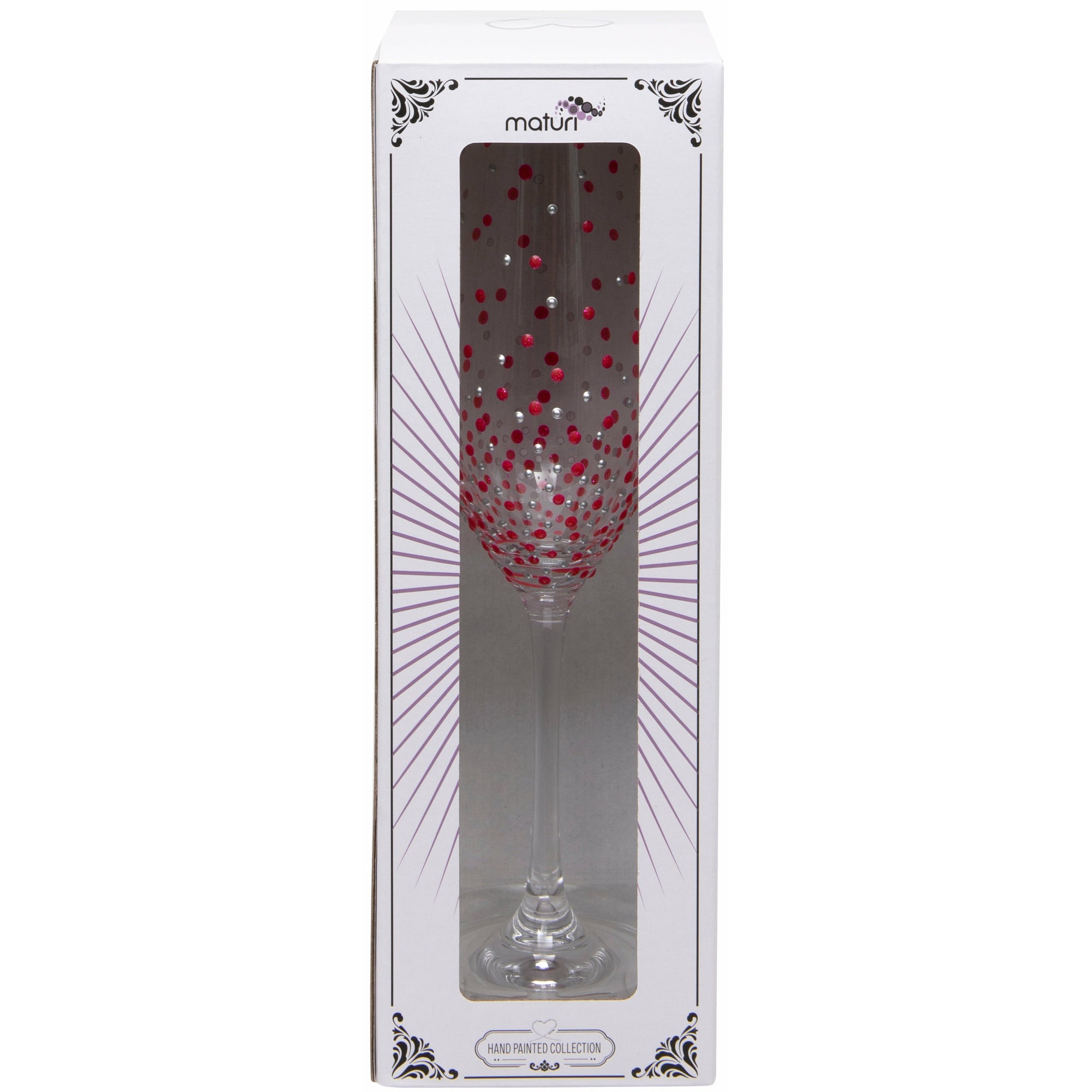 Hand Painted Red Dot Champagne Flute