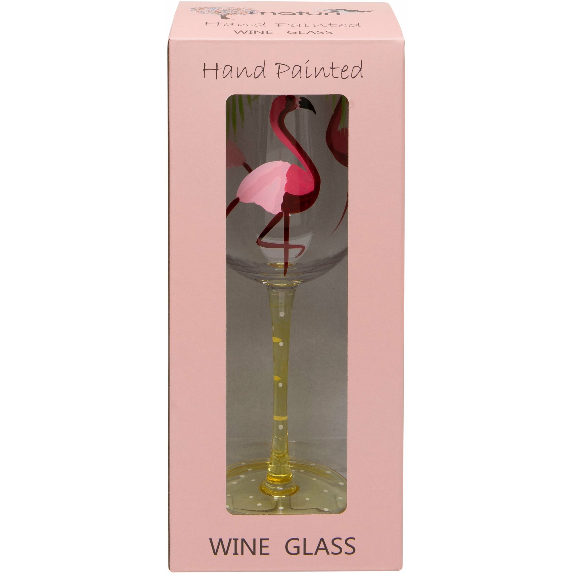 Hand Painted Flamingo Wine Glass
