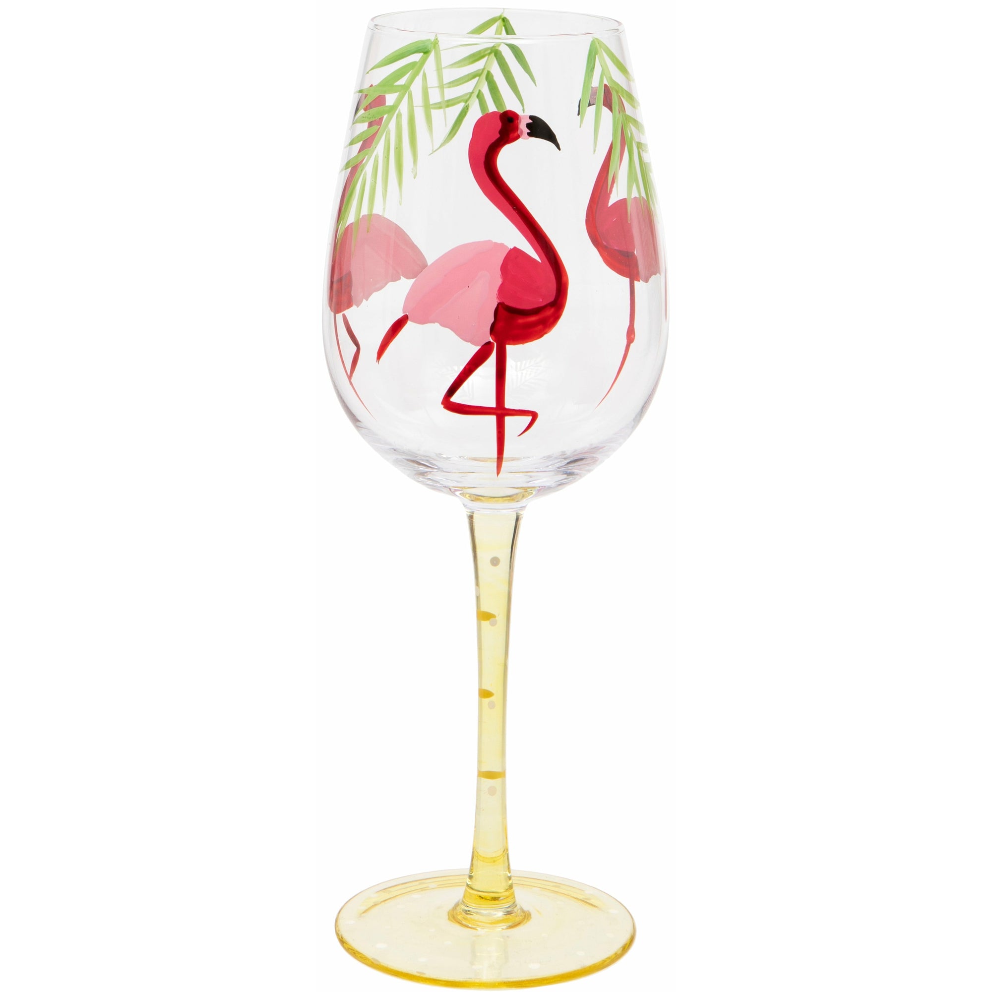 Hand Painted Flamingo Wine Glass