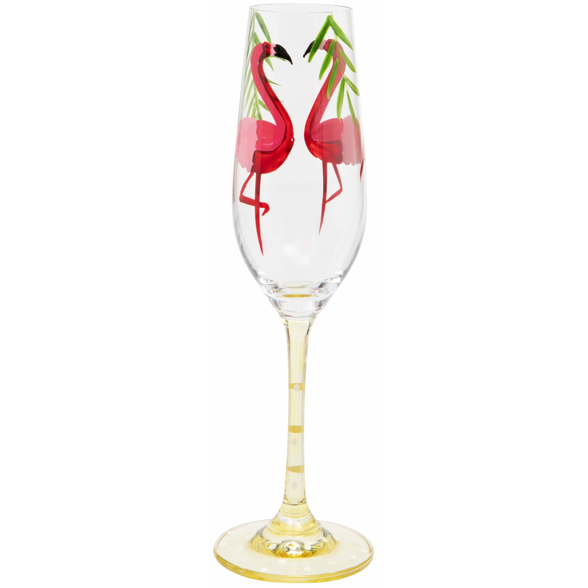 Hand Painted Flamingo Champagne Flute