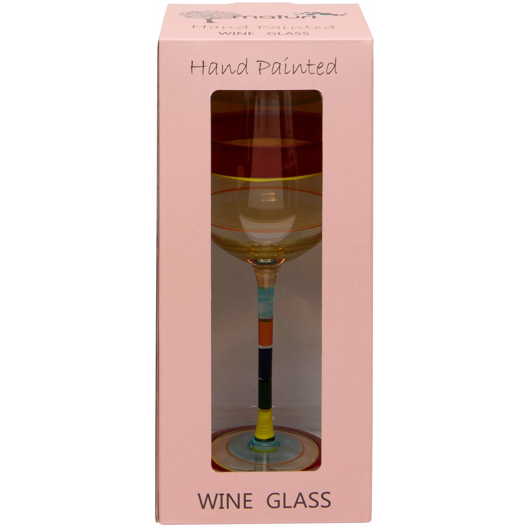 Hand Painted Light Stripe Wine Glass