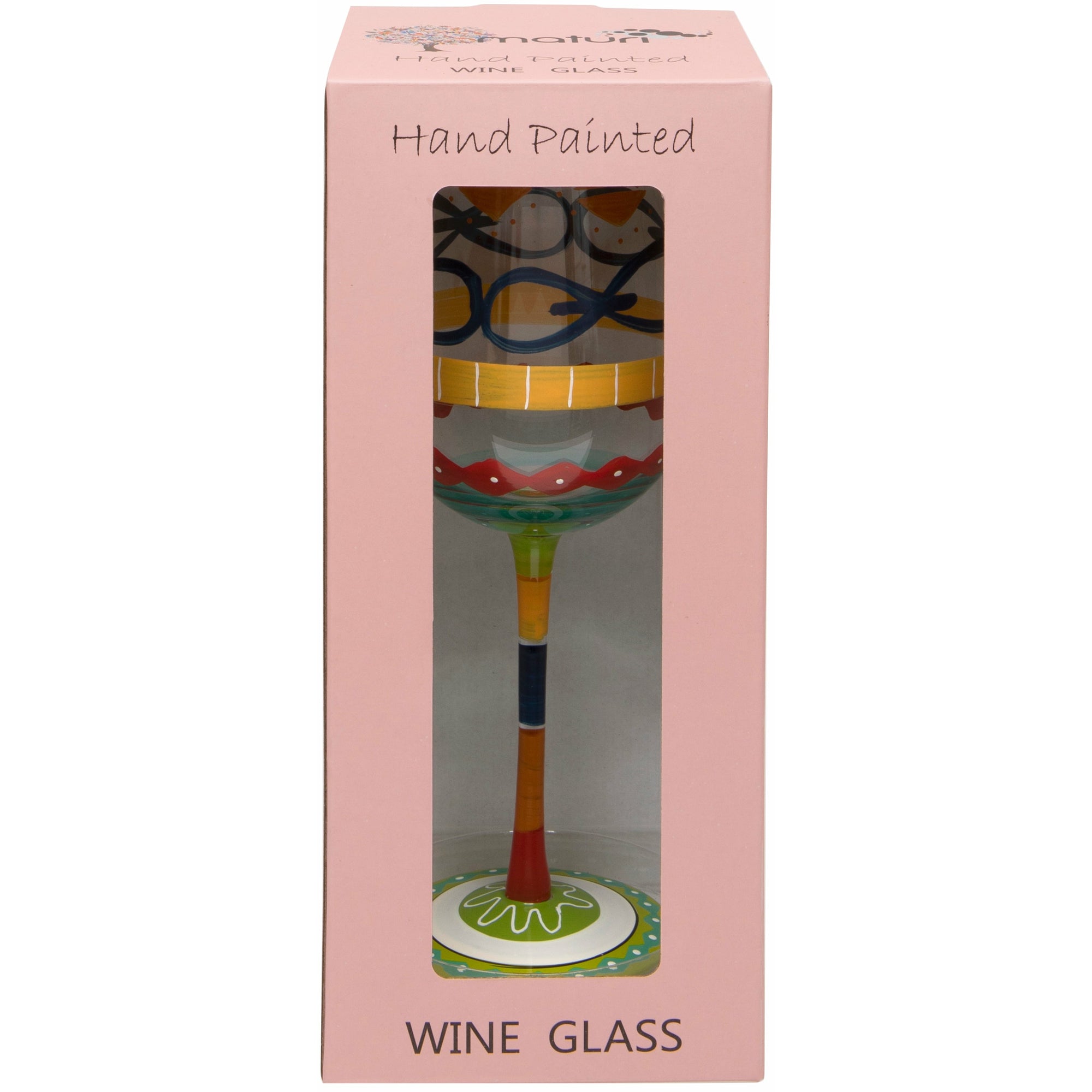 Hand Painted Multi Print Wine Glass