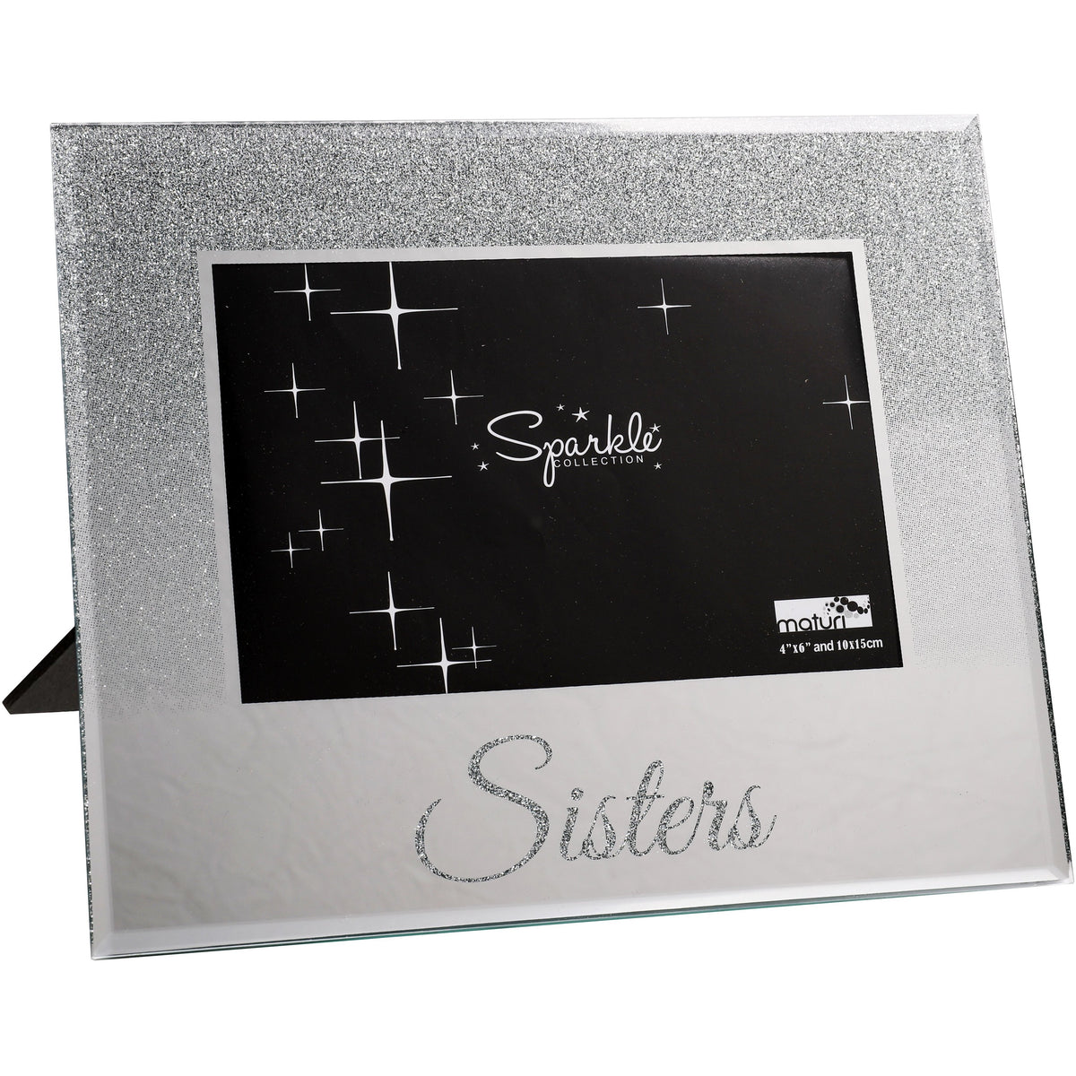 Sisters Mirrored Silver Glitter 6 x 4 Inch Photo Frame