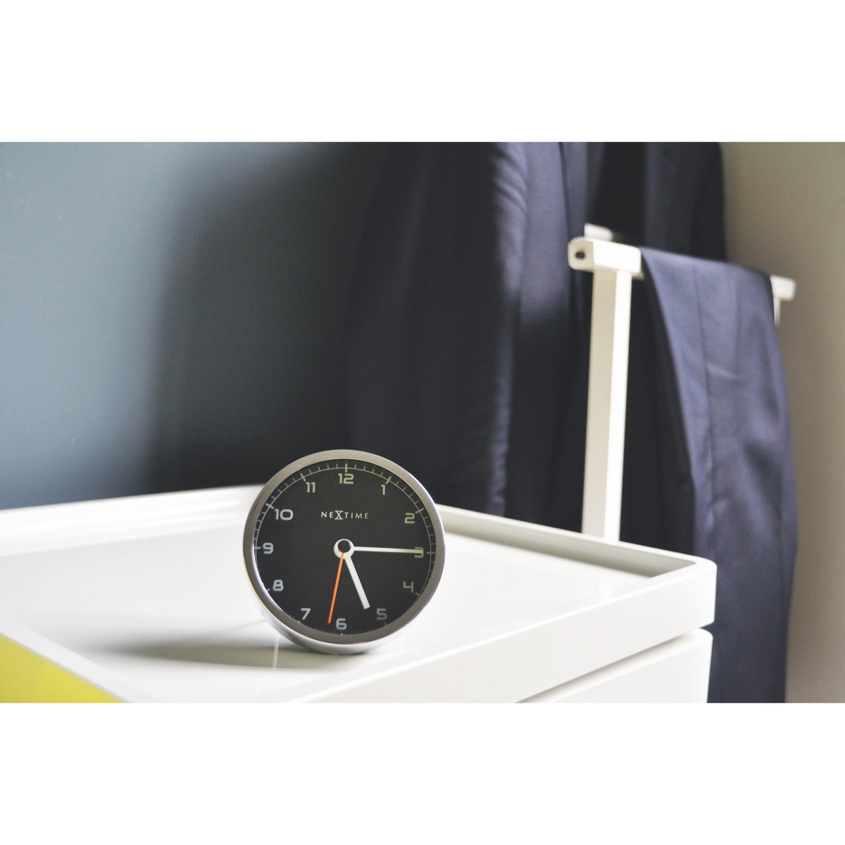 NeXtime - Alarm clock - 9 x 9 x 7.5 cm - Metal - White - &#39;Company Alarm&#39;