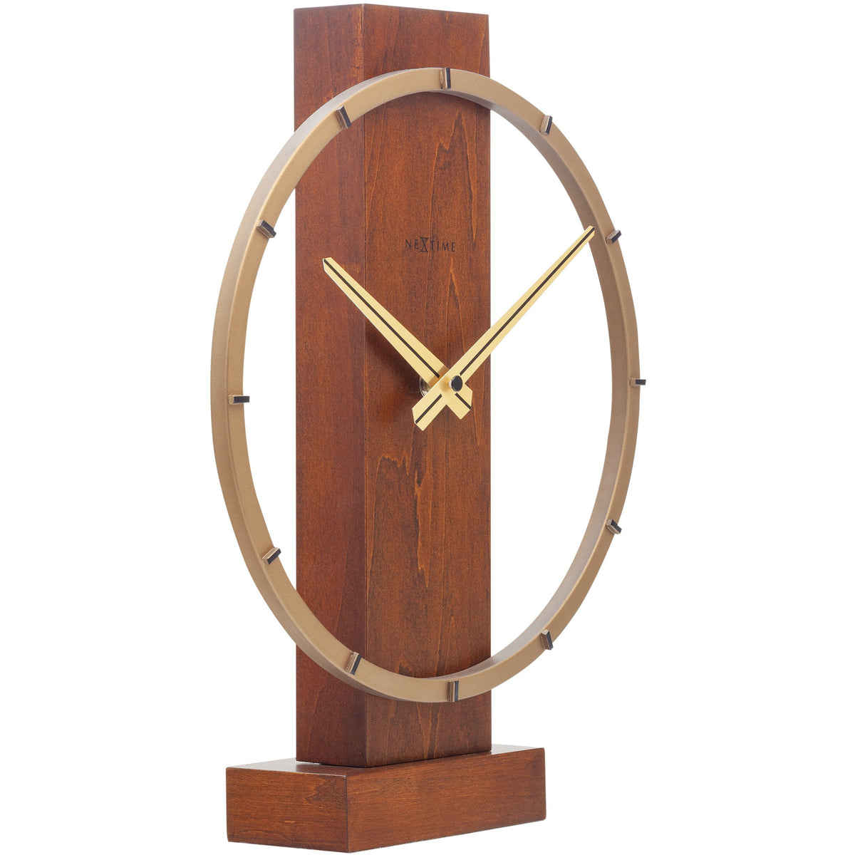NeXtime- Table / Wall clock - 34 x 27 cm - Wood/Steel - Brown - &#39;Carl Small&#39;