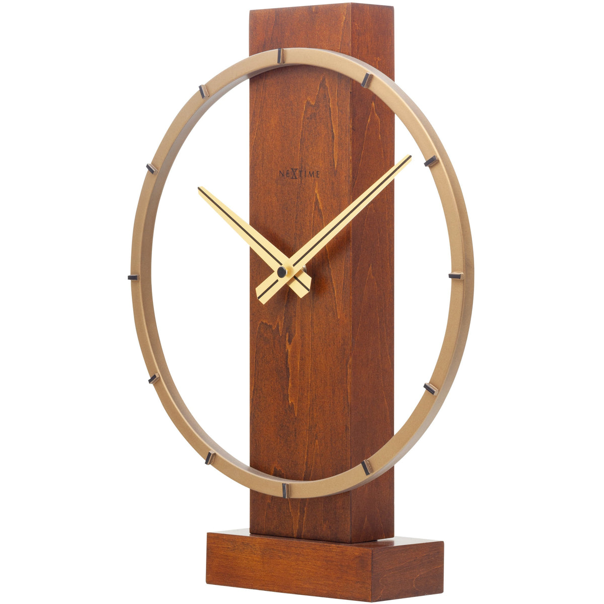NeXtime- Table / Wall clock - 34 x 27 cm - Wood/Steel - Brown - &#39;Carl Small&#39;