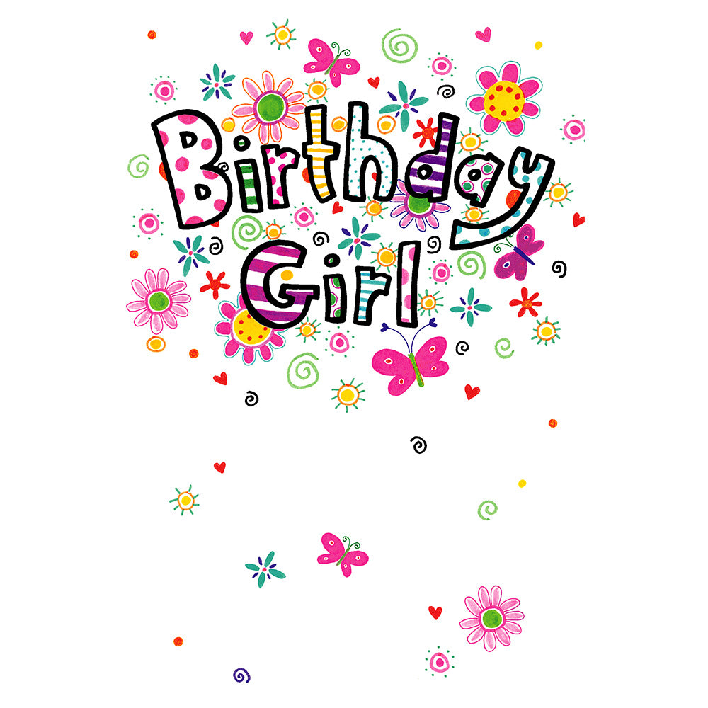 Birthday Girl Flowers Greetings Card