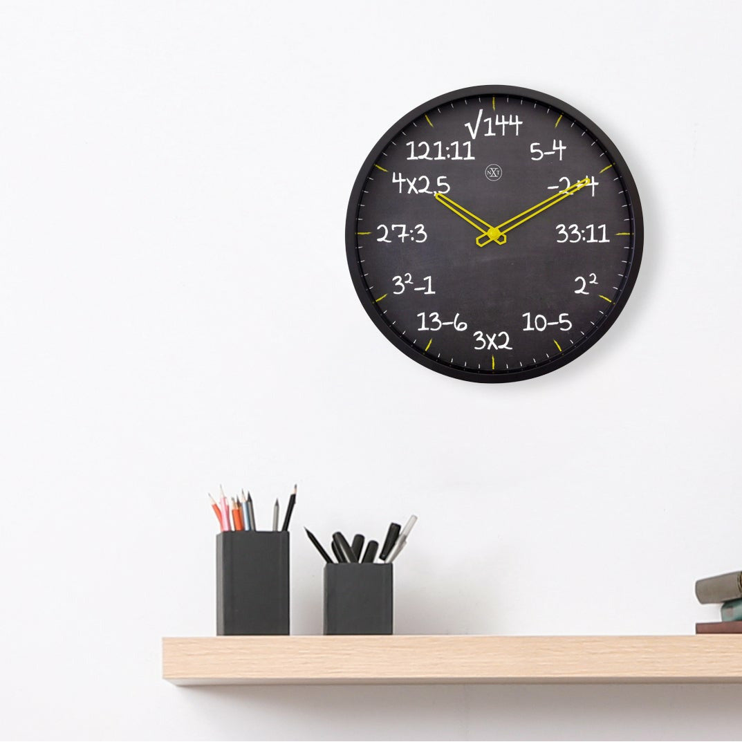 Wall clock 30cm-Silent-Black-Plastic-nXt &quot;Maths&quot;
