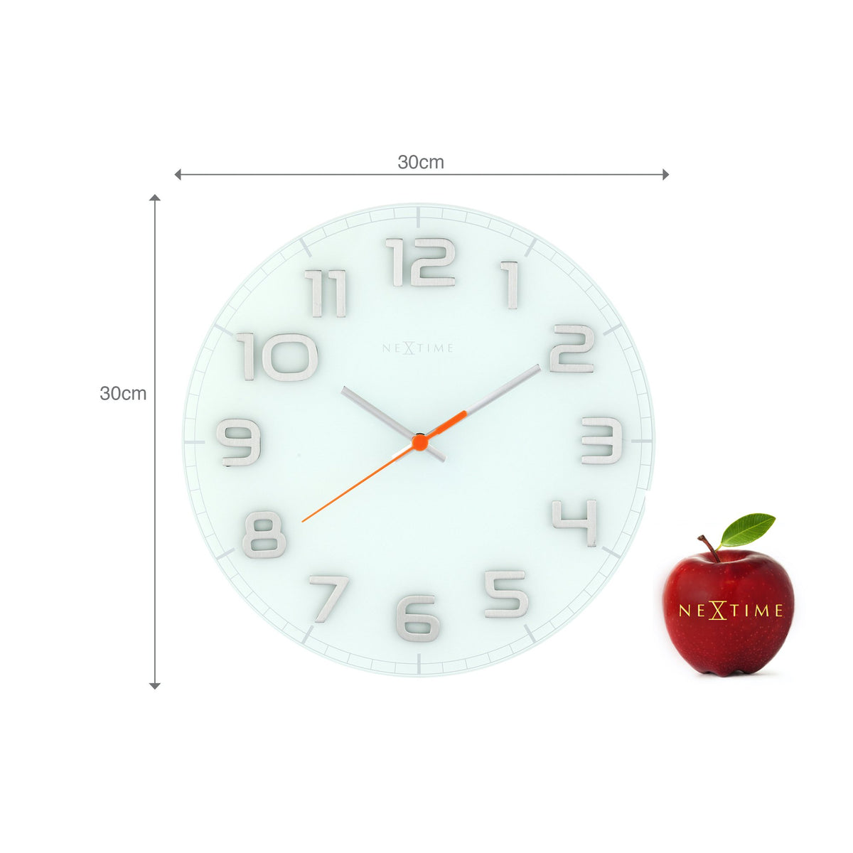 NeXtime - Wall clock -  30 x 3.5 cm - Glass - White - &#39;Classy Round&#39;