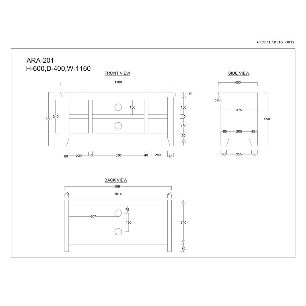 Aravali 4 Drawer Mango Wood TV Cabinet