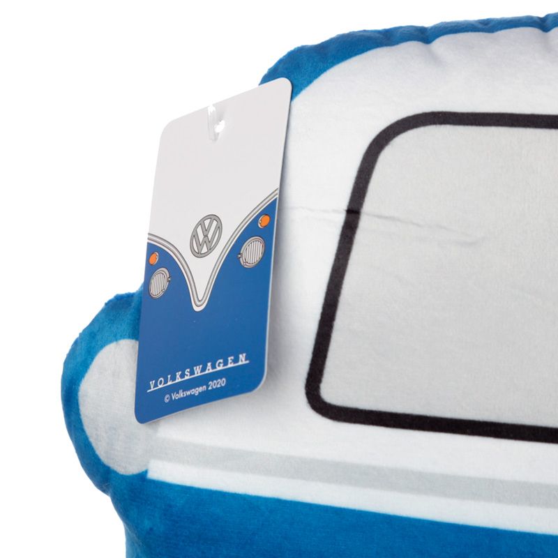 Plush Volkswagen VW T1 Camper Bus Shaped Blue Cushion Tag