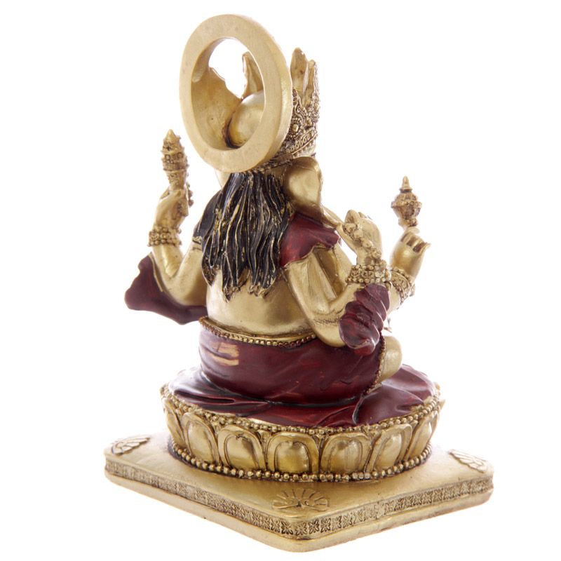 Gold and Red Ganesh 14cm Statue