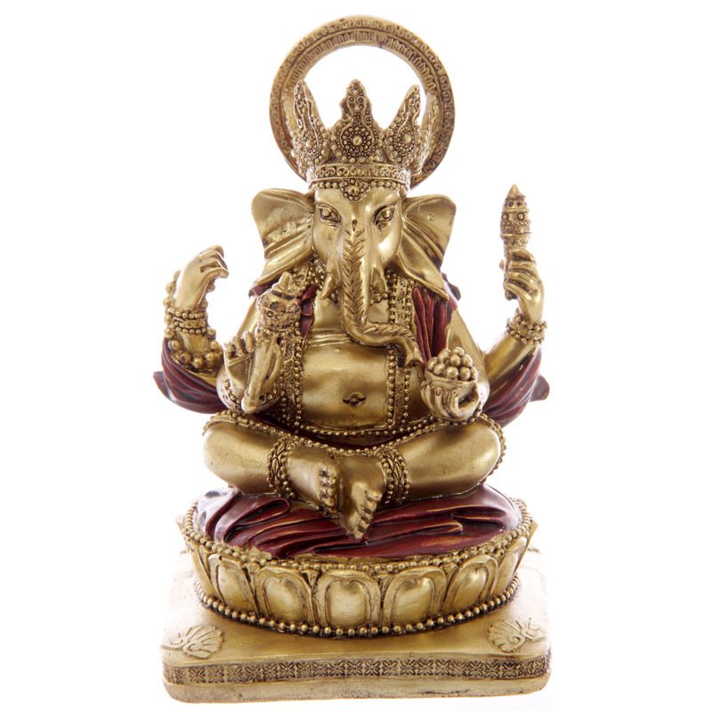 Gold and Red Ganesh 14cm Statue