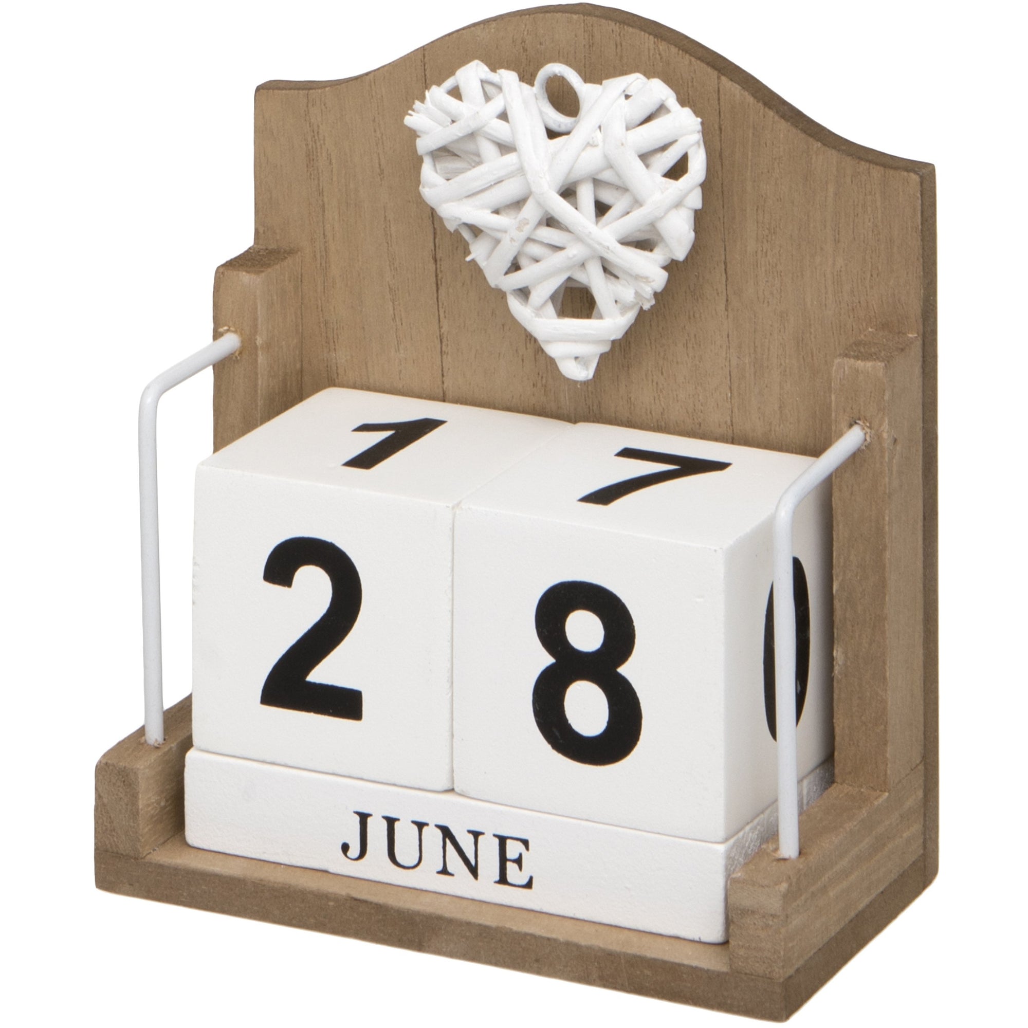 Woven Heart Wooden Perpetual Desk Calendar