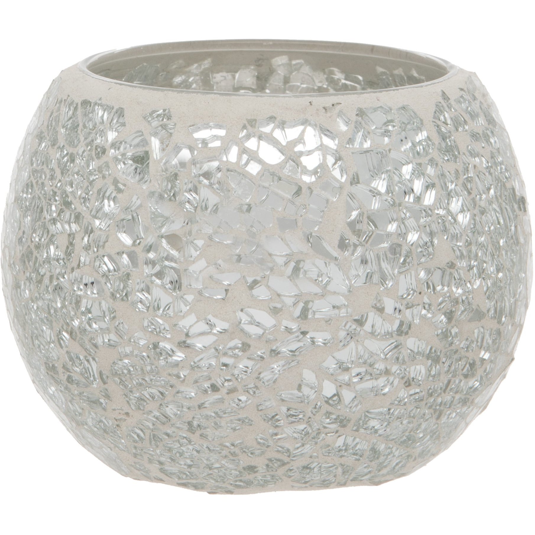 Silver Crackled Glass Mosaic Tealight Holder
