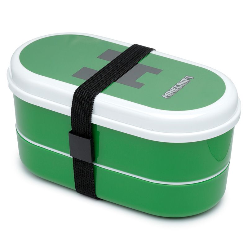 Minecraft Creeper Stacked Bento Box Lunch Box with Fork &amp; Spoon