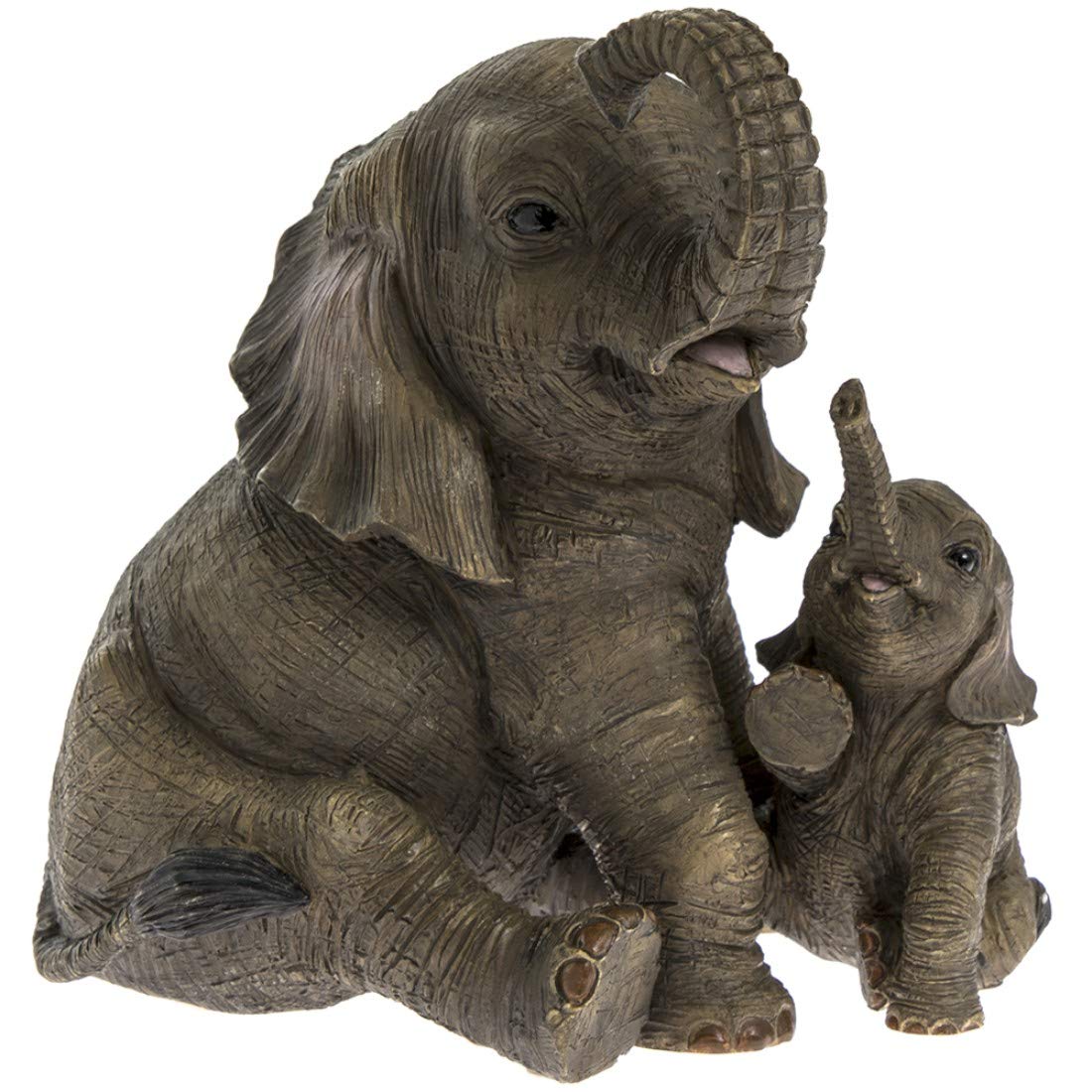 Sitting Elephant and Calf Figurine