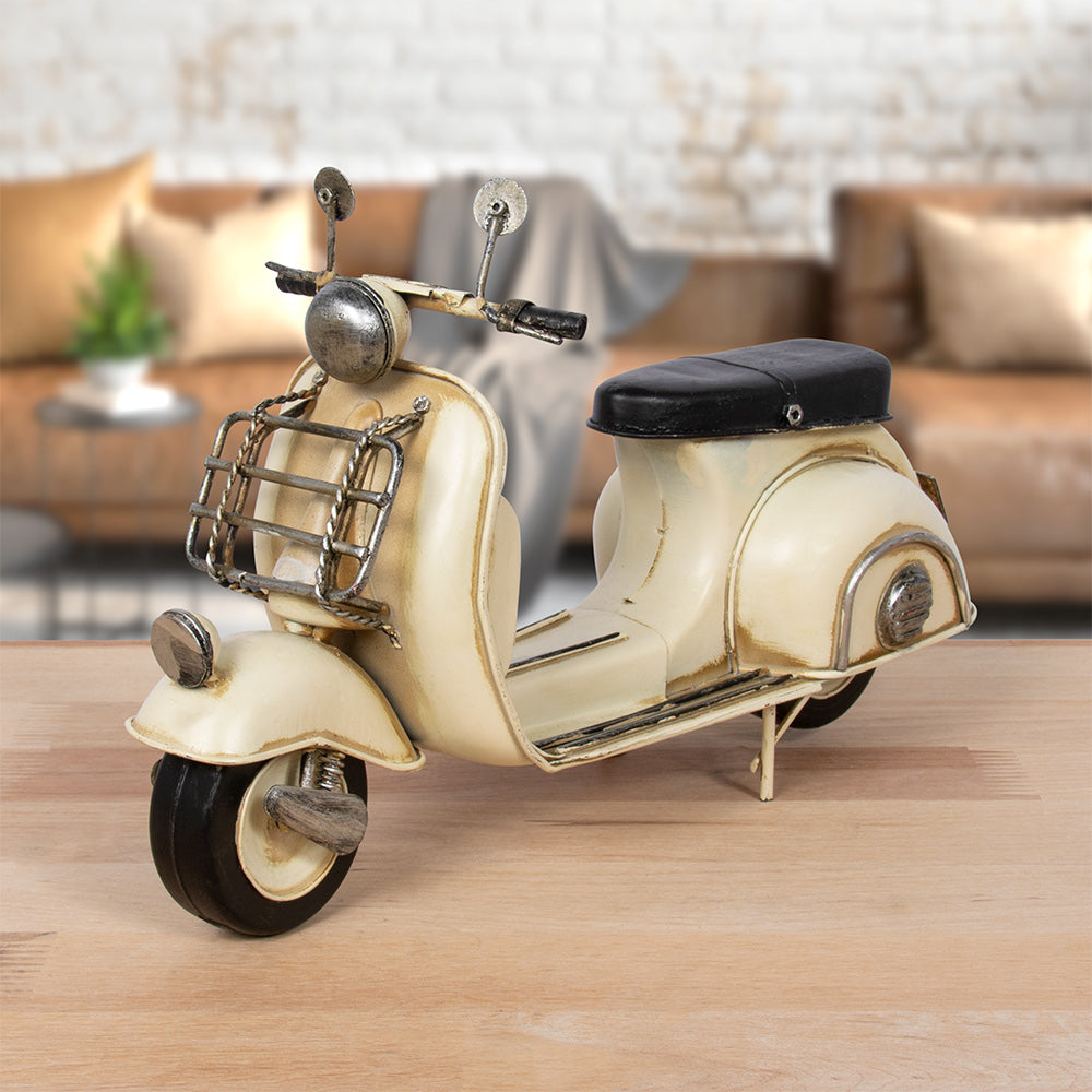 Metal Vintage Style Cream Scooter Ornament