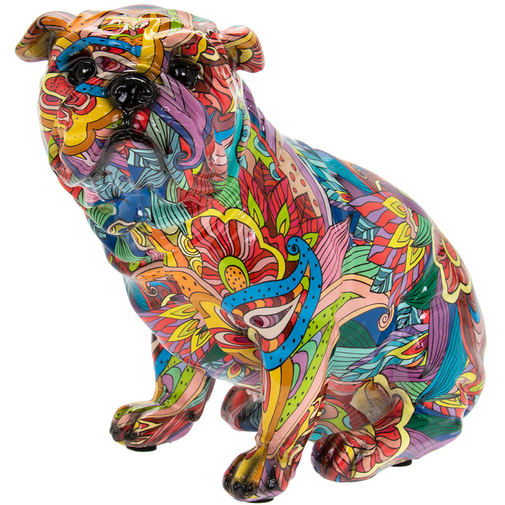 Multi-Coloured Sitting Bulldog Figurine