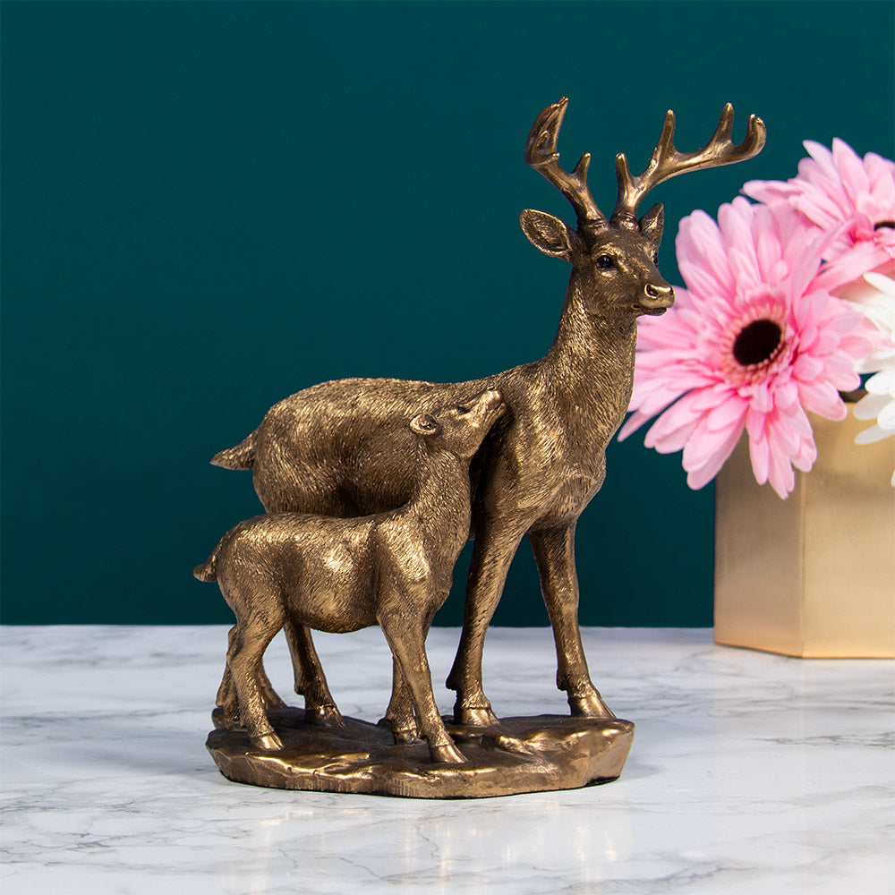 Bronzed Standing Deer and Fawn Ornament