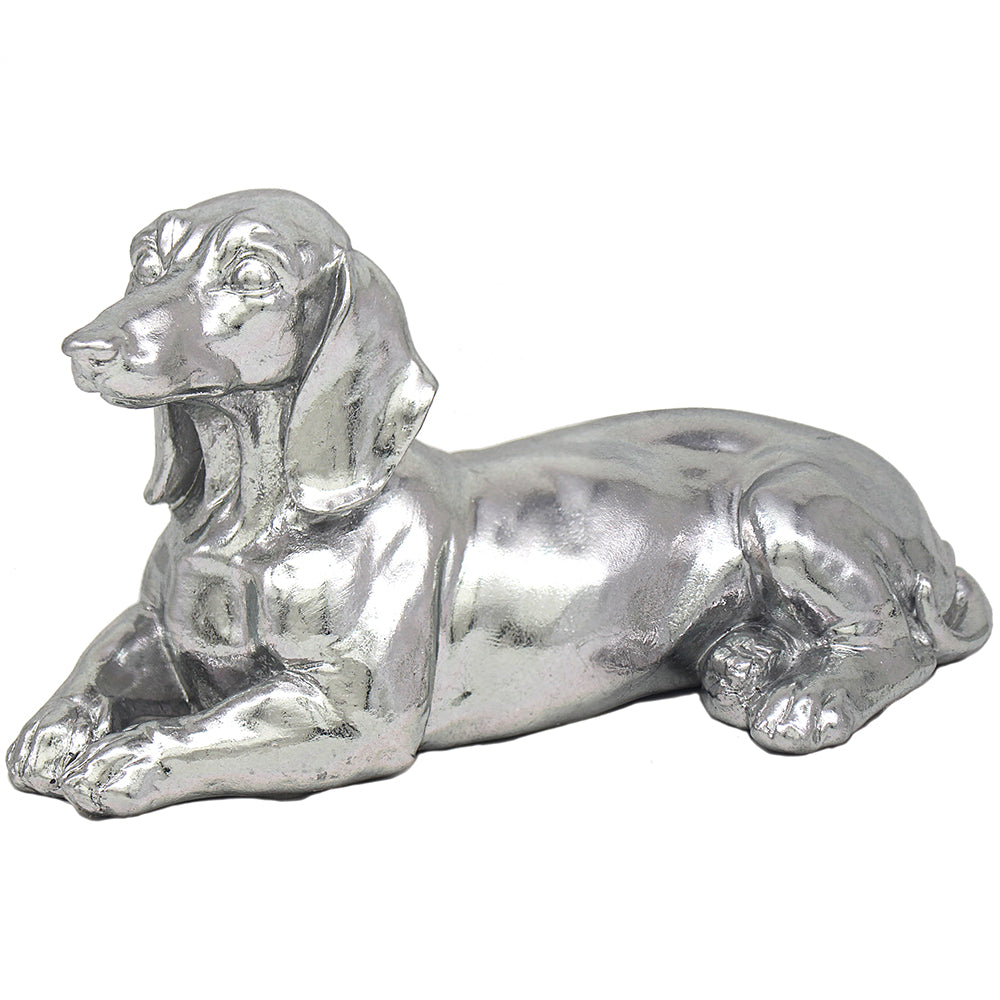 Silver Lying Dachshund Ornament Figurine