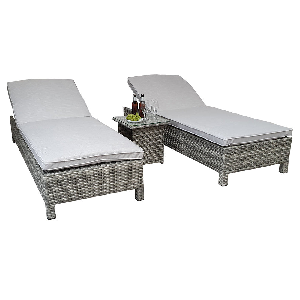 Sarena Pair of Sunbeds and Drinks Table