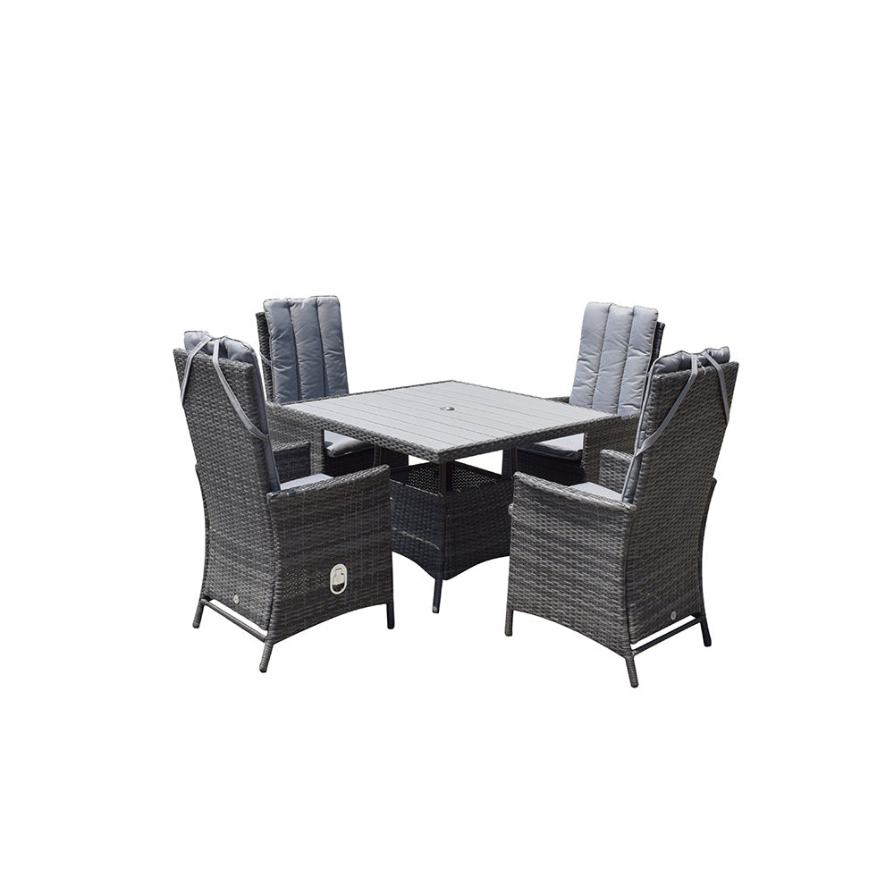 Emily 4 Seat Square Dining Set with Reclining Chairs