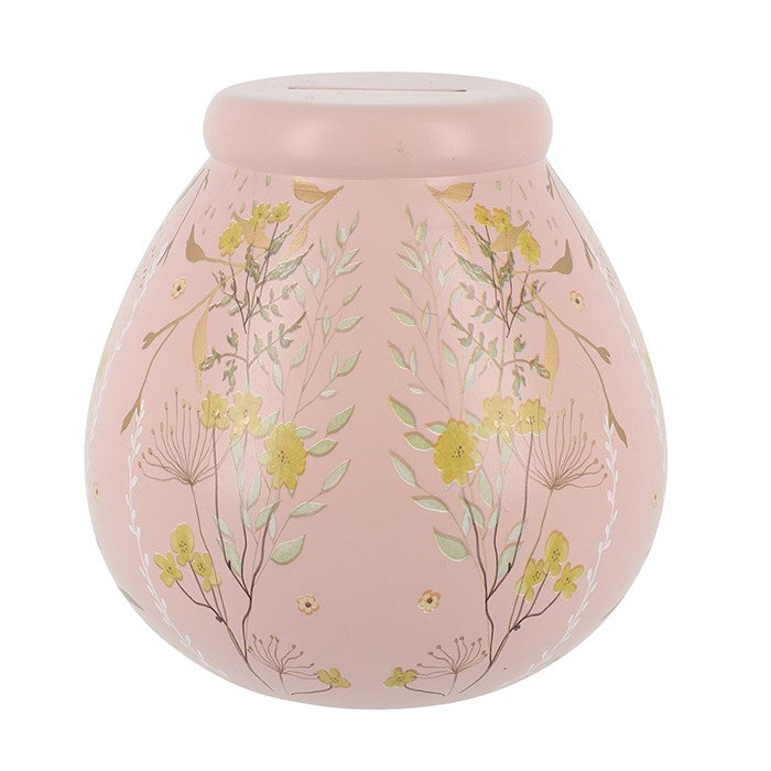 Pot of Dreams Pink Floral Money Jar