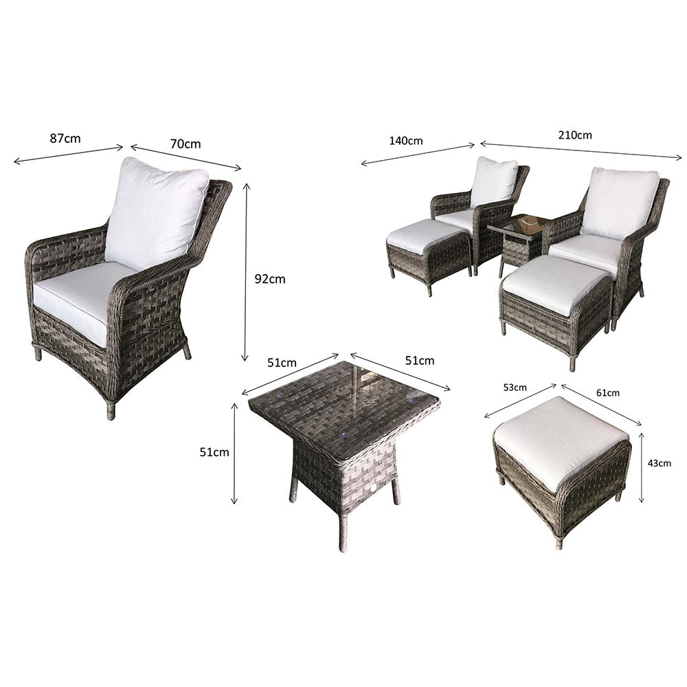 Mia 5-Piece Lounge Set in Grey
