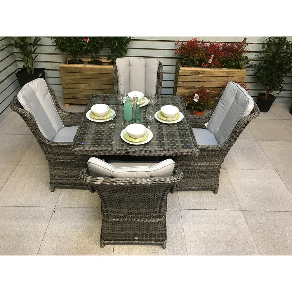 Victoria 4 Seat Square Dining Set with High Back Chairs