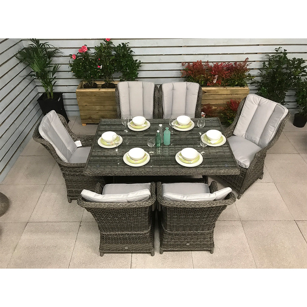 Victoria 6 Seat Rectangular Dining Set with High Back Chairs