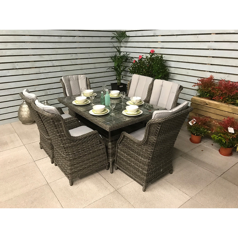 Victoria 6 Seat Rectangular Dining Set with High Back Chairs